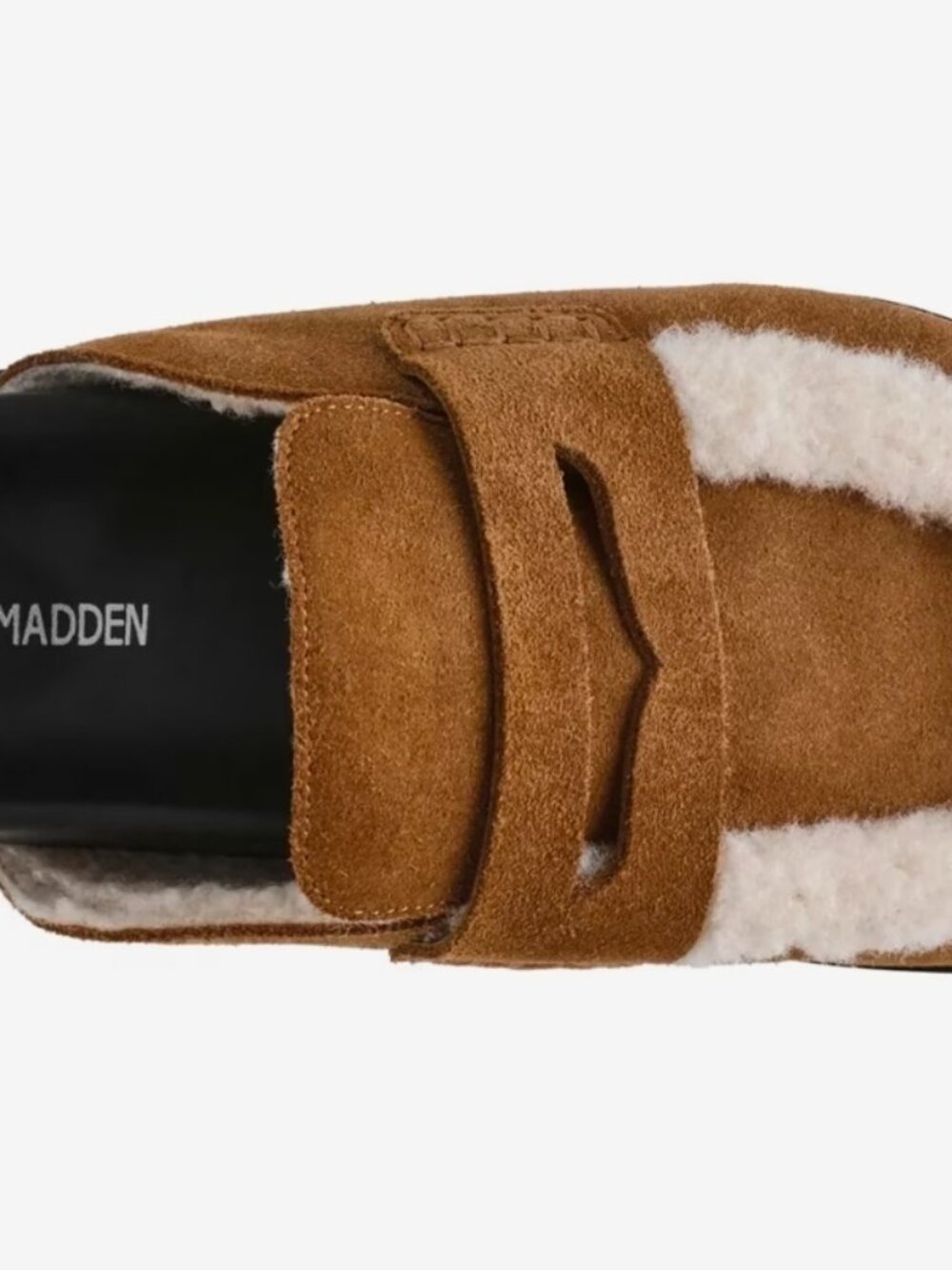 Steve Madden Tomlin Faux Fur Trim Mule Chestnut Suede Women's Size 10 NEW